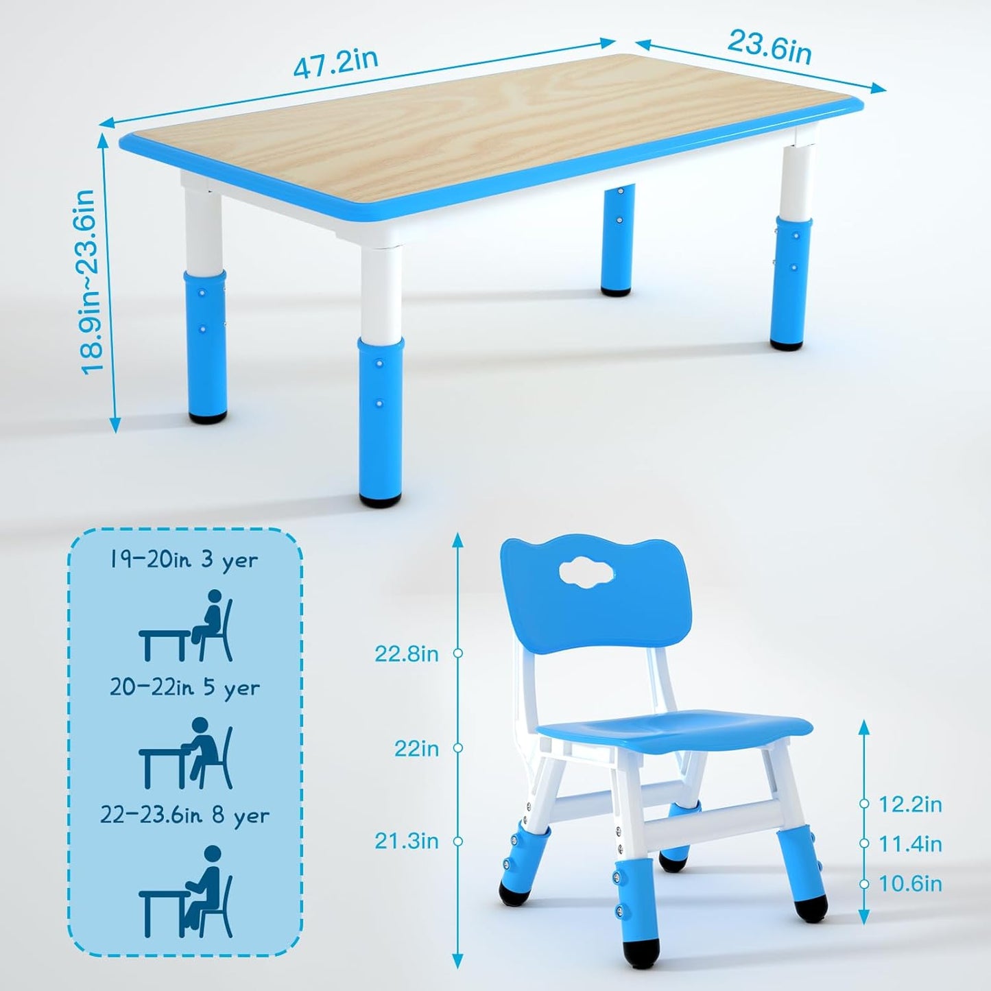 LulliSpace 3 Color Kids Table and 2 Chairs Set