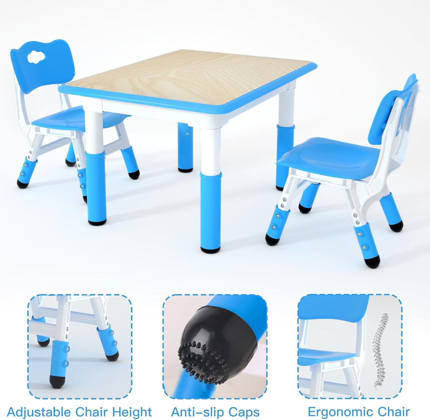 LulliSpace 3 Color Kids Table and 2 Chairs Set