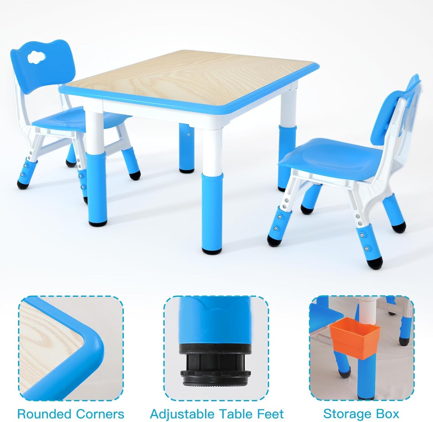 LulliSpace 3 Color Kids Table and 2 Chairs Set