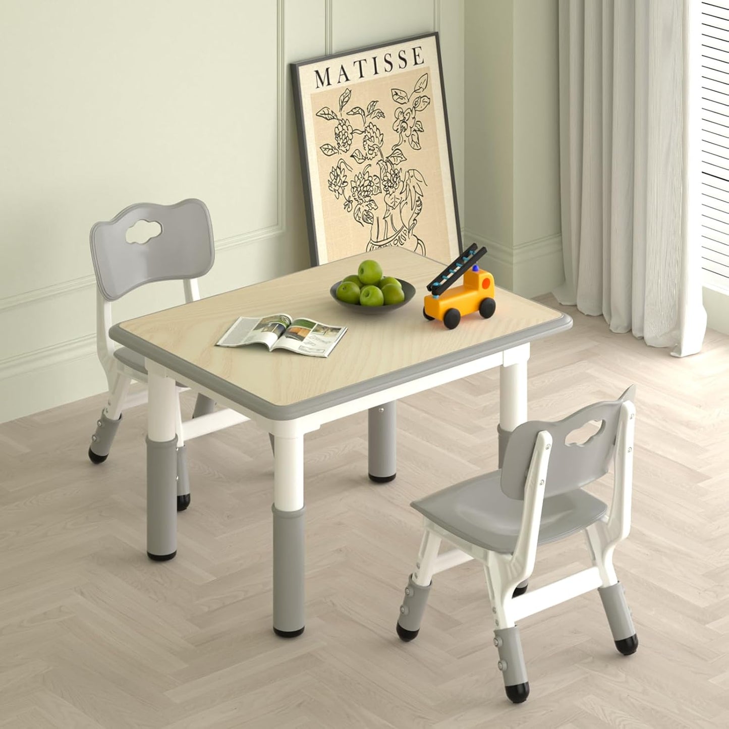 LulliSpace 3 Color Kids Table and 2 Chairs Set