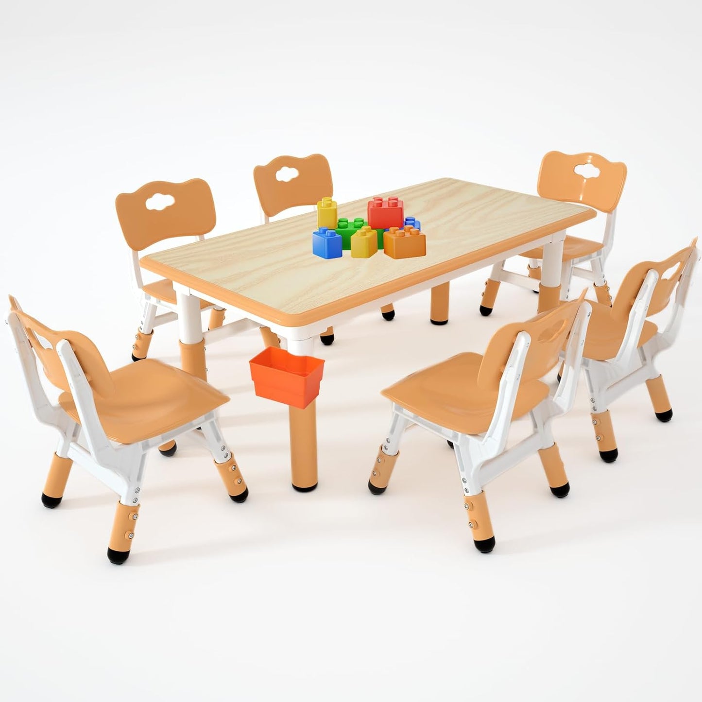 LulliSpace 3 Color Kids Table and 6 Chairs Set