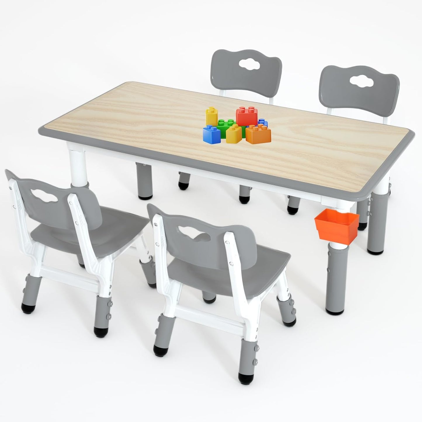 LulliSpace 3 Color Kids Table and 4 Chairs Set