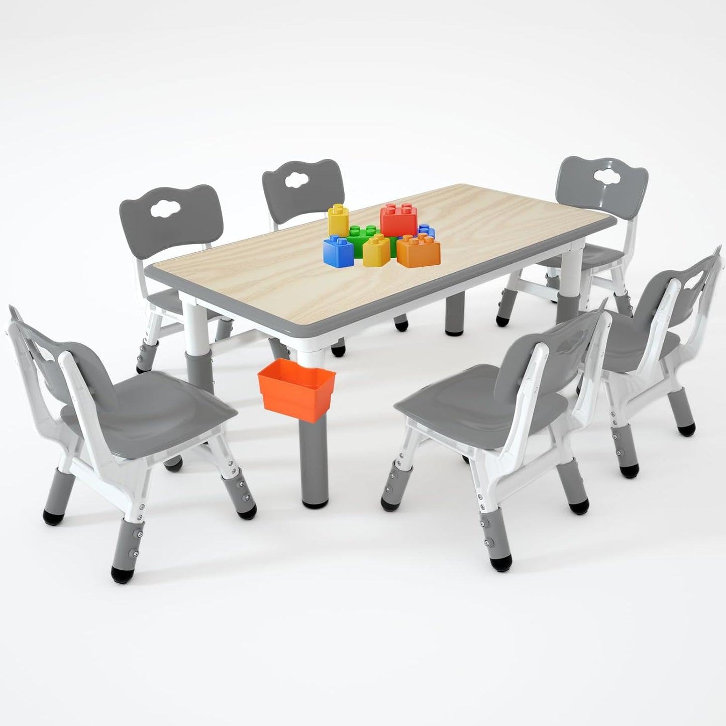 LulliSpace 3 Color Kids Table and 6 Chairs Set