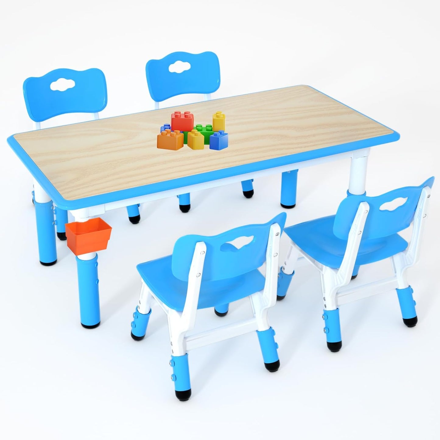 LulliSpace 3 Color Kids Table and 4 Chairs Set