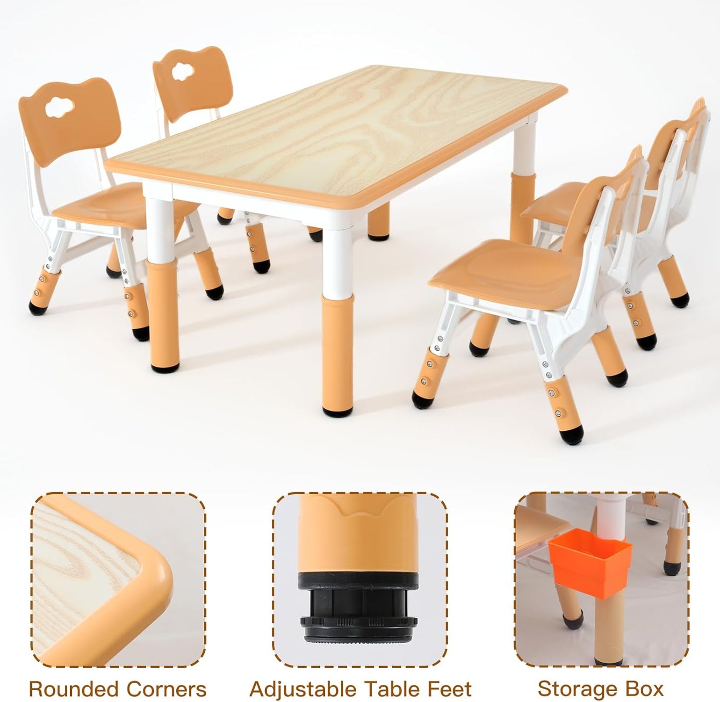 LulliSpace 3 Color Kids Table and 4 Chairs Set