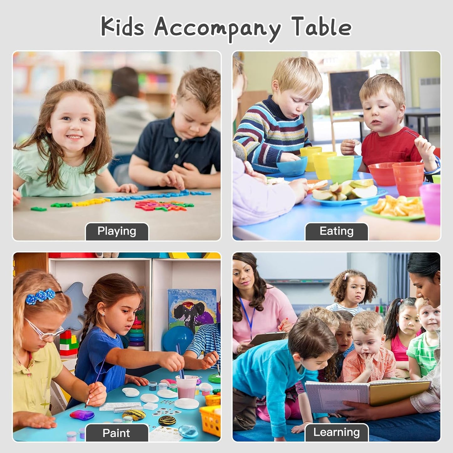 LulliSpace Grey Kids Table and 2 Chairs Set